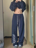 Navy Blue Printed Baggy SweatpantsOutfit
