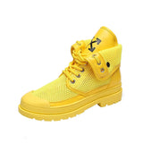 New Style Yellow Lace-up Punched Sheet Surface Sandals Elevator Help Sandals Fashion WOMEN'S