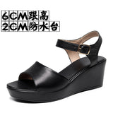 Layer Of Cow Skin Summer New Thick-Bottomed Beach 11CM Slopes And Women's Sandals High Heel Waterproof Table Comfortable Pine Pastry Fish Mouth
