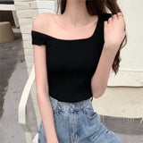 Sexy Square Neck Tank Tops Women Summer 2021 Clothing White Basic Shirt Ribber Knit Casual Slim Tops