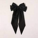 New Fashion Bowknot Streamer Hairpin Woman Girls Satin Ribbon Barrette Bow Back Head Spring Clip Headwear Hair