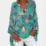 Spring Autumn Casual Long Sleeve V Nevk Loose Blouse Gentillove Oversized Shirts Tunics Elegant Cotton Linen Tops