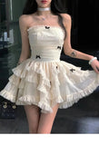 Y2k Black Mini Dress for Women 2023 New Summer Casual Tulle Bralette Sleeveless Lolita Birthday Cake Puff Female