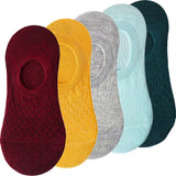 pieces = 5 pairs Women Invisible Solid Color Socks Slippers Ladies Polyester Cotton Non-slip Silicone Ankle Socks