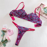 Purple Floral Lingerie Set- Outfit