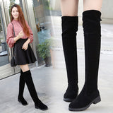 Zingj New 2023 Women's Boots Suede Over The Knee Boots Low Heel Flat And Cotton Thermal Sleeve Women's Boots- Outfit