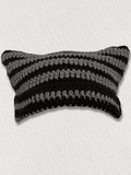 Hand Made Horn Detail Striped Knitted Hat- Outfit