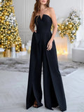 Tulle Strapless Beach Jumpsuit Wedding Dress With Detachable Solid Party Clothing A-Line Backless Simple Bridal Gown