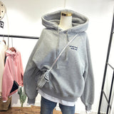Winter Solid Women Sweatshirt Full Sleeve Fake 2 Pieces Patchwork Thicken Female Hoodies Ladies