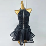 French High-End Birthday Party Small Dress Dress Collection Waist Stature Water Drill Light Luxury Babes Hanging Neck A