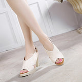 Open Toe Genuine Leather Platform Sandals Woman Summer 2021 High Heels Sandals Women Sexy Office Shoes Plus Size