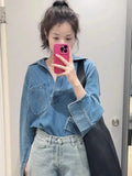 Street Fashion Straight Trousers Set Women's Spring Top Denim Casual