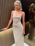 White Polka Dot Strappy Midi Dress-Outfit