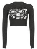 Eye Graphic Long Sleeve Crop