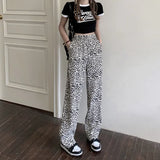 Fashion Casual Slacks High Waist Pants Women Fashion Leopard Long Trousers Straight Sweatpants