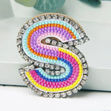 Jewelry 26 English DIY Name Letters Alphabet Rainbow Embroidery with Pin Ouch Beeding Womens Brooches Patches
