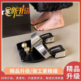 Evening French Dress With Coarse Coated Toe Cool Slippers Wear 2025 New Summer Buckle Beautiful Fashion