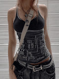 Contrast Letter Stripe Tank Top- Outfit