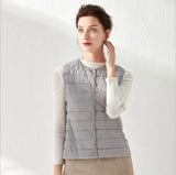 Hot Style Autumn Winter New Down Vest Female Thin And Short Money Without Collar Vest Fashion Portable Coat Slim Tide-Outfit
