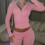 Zingj Hot Girl Bump Color Waist Stitching Micro La Knit Guard Pants Slim Fitness Pants Casual