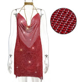 Backless y2k Metal Rhinestone Summer Dress women bodycon Night Club party mini ladies dresses vintage woman dress