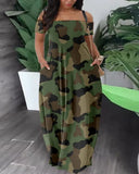 Summer New Women's Fashion Leisure Sexy Print Bare Shoulder