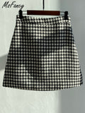 Plaid Mini Skirt Women Black White Fashion Official Faldas 2022 Mujer Korean Style High Waist Short