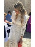 Half High Collar Hollow Out Mesh Maxi Dress Women Long Sleeve Slim A-line Dresses 2024 Fashion Lady Party Club