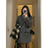 Casual Elegant Women Coat Korean Style Woolen Autumn and Winter Girl Suit Blazer Slim Look Office Lady Jacket