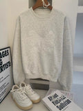 Round Neck Embroidered Bow Pullover SweatshirtOutfit