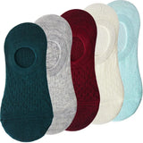 pieces = 5 pairs Women Invisible Solid Color Socks Slippers Ladies Polyester Cotton Non-slip Silicone Ankle Socks