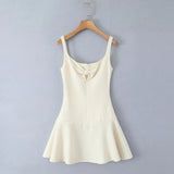 Solid Bow Tank Mini Dress l-Outfit