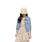 Zingj Denim Jacket Female Autumn 2024 Korean Version Loose Thin Small Jacket Short Versatile Jeans Woman-Outfit