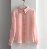 Women Summer 2 Piece Set Sexy Transparent Long Sleeve Pink Chiffon Shirt Top + High Waist Floral Print A Line Skirts