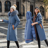 2021 New Winter Jacket Women Coat Removable Long Fashion Hooded Warm Parkas Female Thick Fur Liner Winter Coat