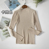 Women Turtleneck Sweater Casual Long Sleeve Korean Harajuku Slim Knitted Pullover Vintage Solid Skinny Jumper Elegant Tops