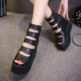 Women 2023 Summer New European Station Heightened Thick-Soled Muffin Slope Heel Fish Mouth Heel Women's
