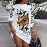 Ladies Loungewear Round Neck Poker Letter Print Long Sleeve Women Clothing Street Style Winter Casual