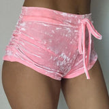 S-XL women velvet drawstring shorts plus size casual high waist 2020 winter sexy skinny booty shorts