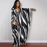 Print Deep V-neck Dress Batwing Sleeve Long Dresses Women 2022 Summer Dress Beachwear Bohemian Women Kaftan