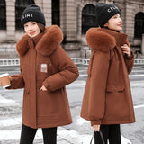 Send To Overcome The Female Winter 2024 New Add Velvet Add Thick Cotton-Padded Clothes Korean Version Loose Cotton-Padded Jacket Close Waist Down Cotton Jacket Coat-Outfit