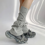 Women Y2k Socks Japanese Lolita Sweet Girl Leg Warmer Knit Sock Bandage Solid Knitted Foot Cover Cosplay Punk Autumn