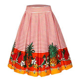 Floral Music Print 50s 60s 2022 Swing Skirts Retro High Waisted Pleated Rockabilly Vintage Jurken Women Clothing