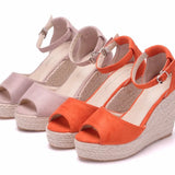 Cm Fish Mouth Water Table Heel Sandals Large-Size Sandals Bohimia Fish Mouth Sandals Hemp Rope Heel