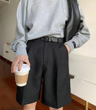 New Spring Summer Women Fashion Shorts Straight Thicken Korean Loose Black Suit Shorts Wide Leg Casual Joker