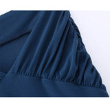 Ruched Long Skirts For Women Fashion 2023 Nvay Blue High Waist Skirt Woman Summer Midi Slit Skirt Elegant Women's