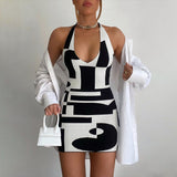 2021 Knitted Dress Bodycon Women Green Sexy Sleeveless Halter Neck Summer Black Backless Y2K Dresses Party