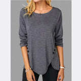 Women Casual Long Sleeve O Neck Button Irregular T Shirt Spring Vintage Loose Shirt Oversize 2XL Tee Shirt Oversized Tops