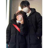 Black Down Cotton Clothes Female In The Long Style 2024 Winter Dress New Thickened Cotton-Padded Jacket Middle Drama Art Examination Students Over The Knee Coat-Outfit