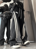 Patchwork Striped Baggy Boyfriend Jeans- Outfit